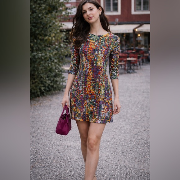 Marimekko Dresses & Skirts - Marimekko Tirro Pixel Print Dress Sz 36 Colorful Abstract Scandinavian Dopamine